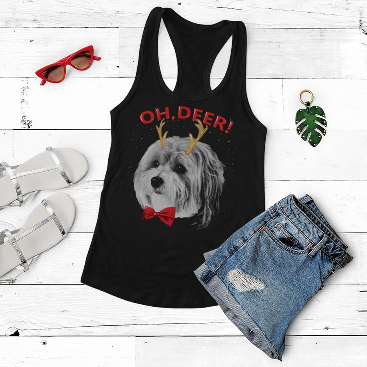 Oh Deer Havanese Xmas Red Bowtie V3 Women Flowy Tank