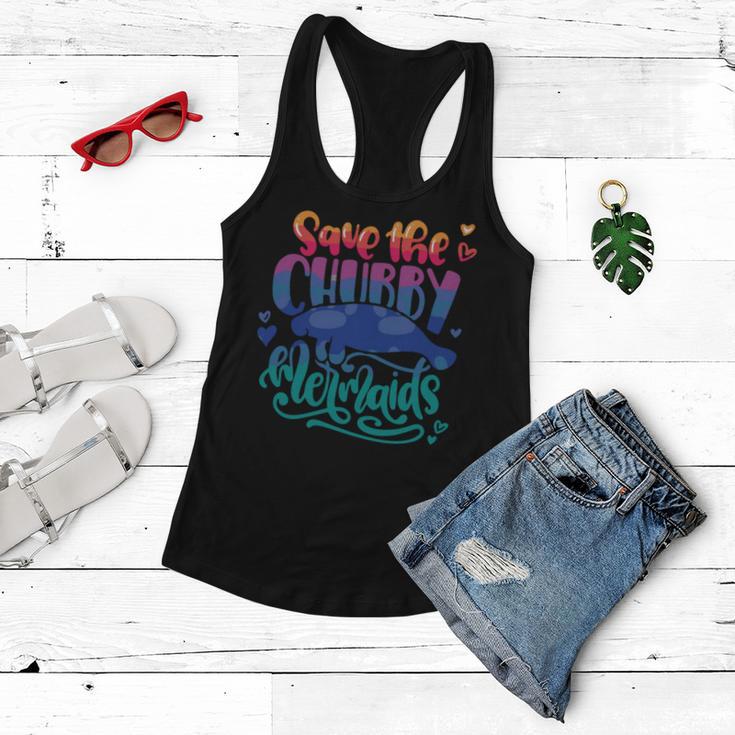 Save The Chubby Mermaids Funny Mermaid Women Flowy Tank