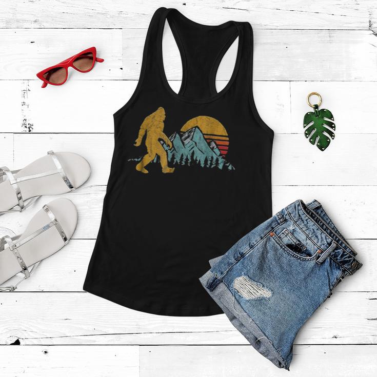 Vintage Retro Bigfoot Believe Silhouette Mountain Sun 234 Shirt Women Flowy Tank