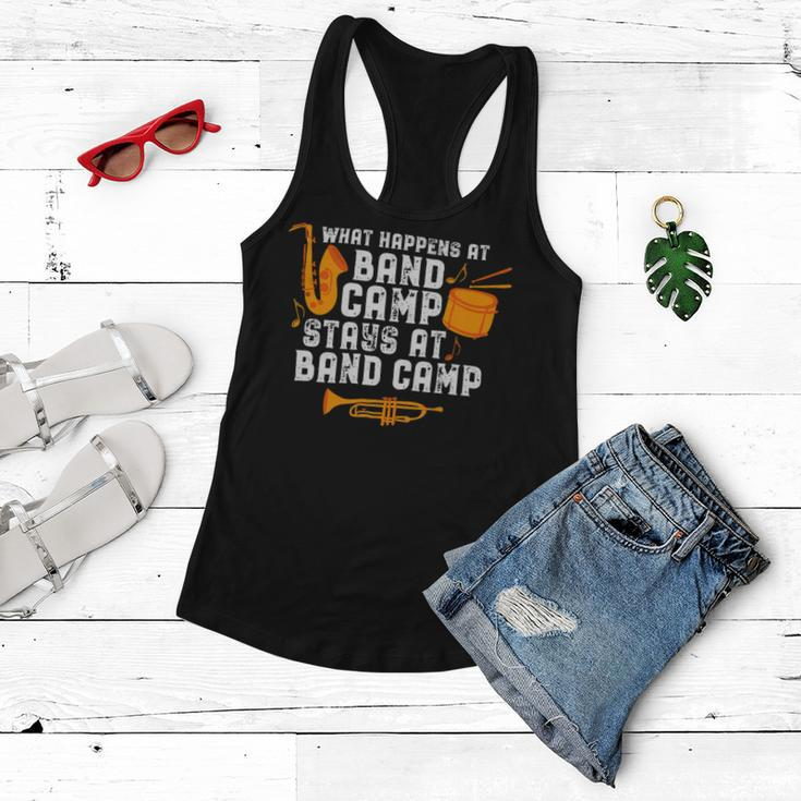 What Happens At Band Camp Stays At Camp Funny Marching BandShirt Women Flowy Tank