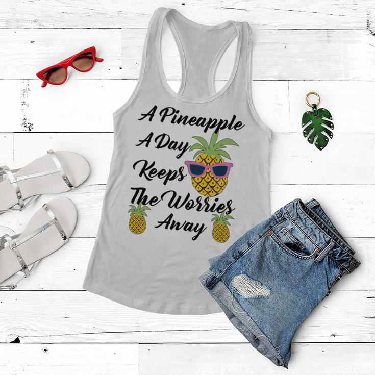 A Pineapple A Day Keeps The Worries Away Funny Pineapple Gift Pineapple Lover Women Flowy Tank