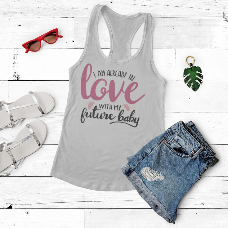 Baby Shower Text Design I Am Already In Love With My Future Baby Women Flowy Tank