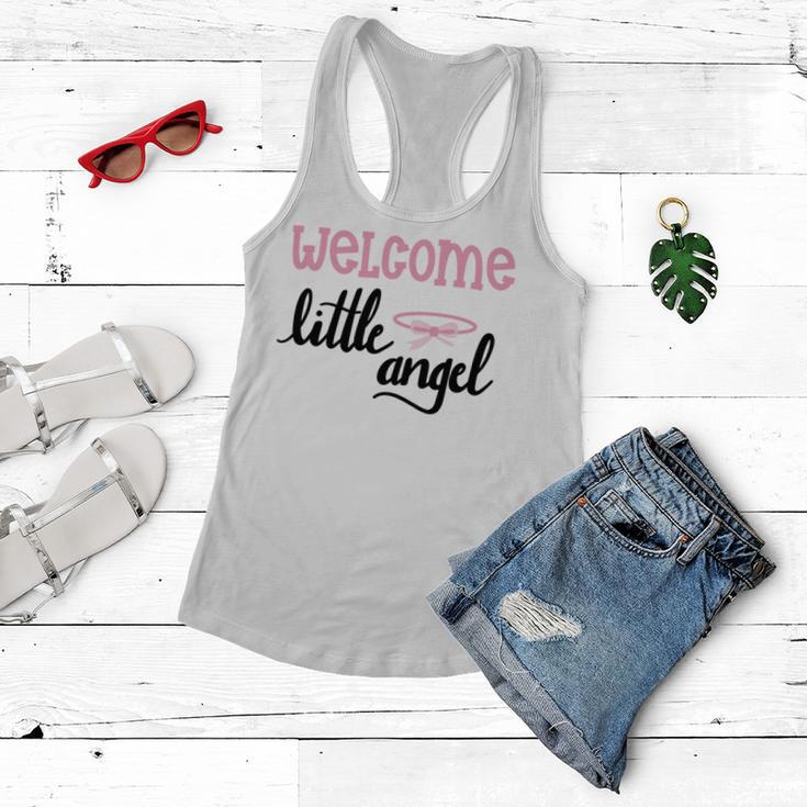 Baby Shower Text Design Welcome Little Angel Women Flowy Tank