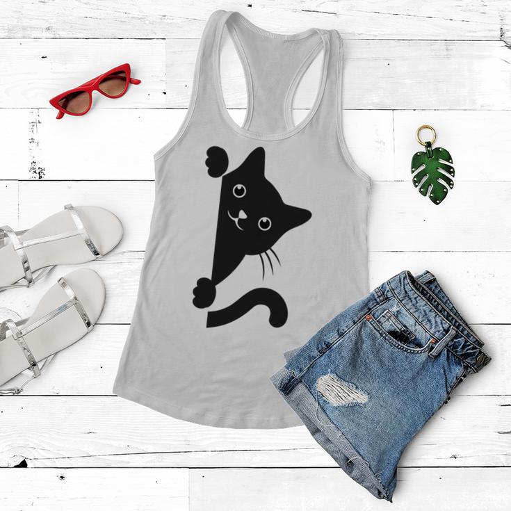 Black Cat Peeking Women Flowy Tank