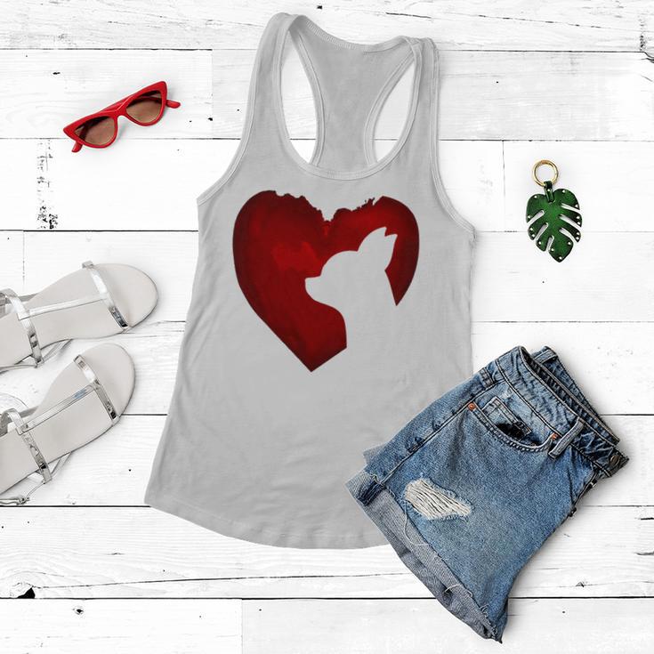 Chihuahua Shape With Red Heart Painting For Valentine Day Women Flowy Tank