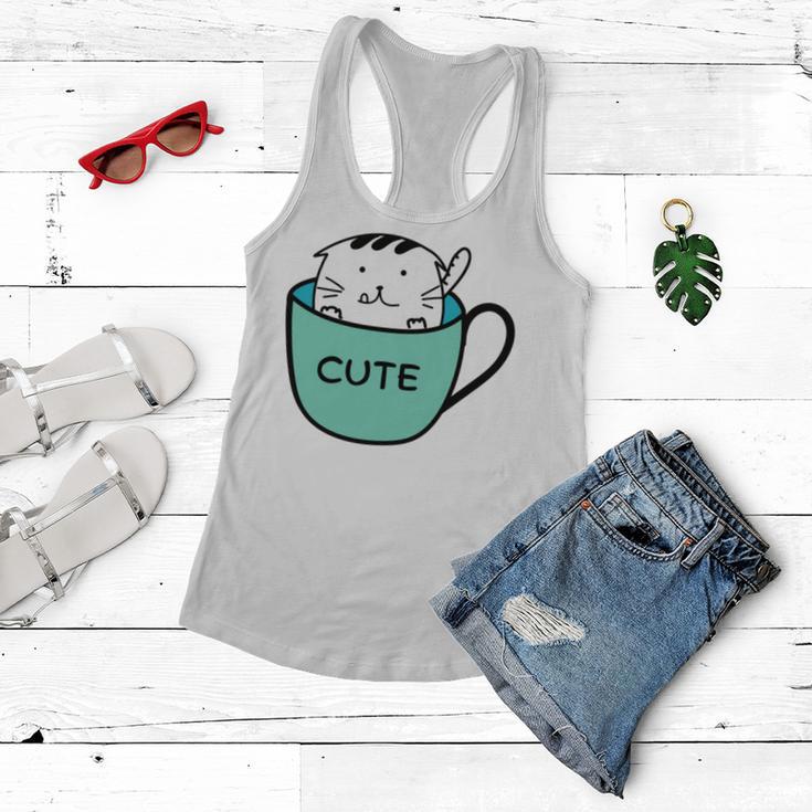 Cute Cat In Mug Women Flowy Tank