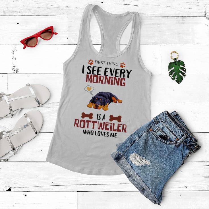 First Thing See Every Morning Is A Rottweiler Who Loves Me Women Flowy Tank