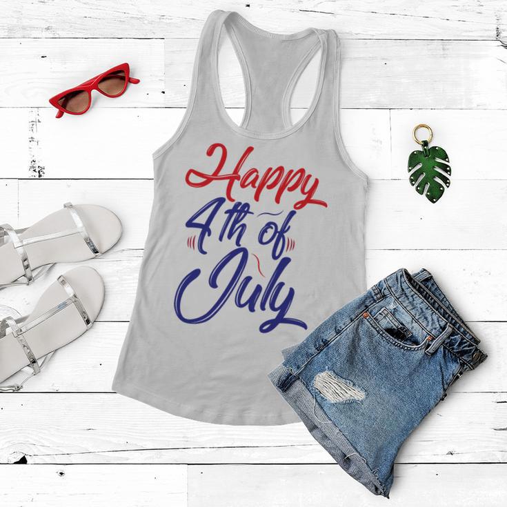 Happy 4Th Of July Dark Red Blue Text Women Flowy Tank