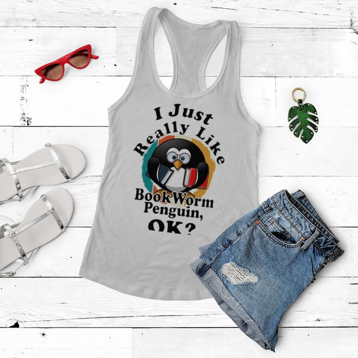 I Really Like Book Worm Penguin Ok Women Flowy Tank