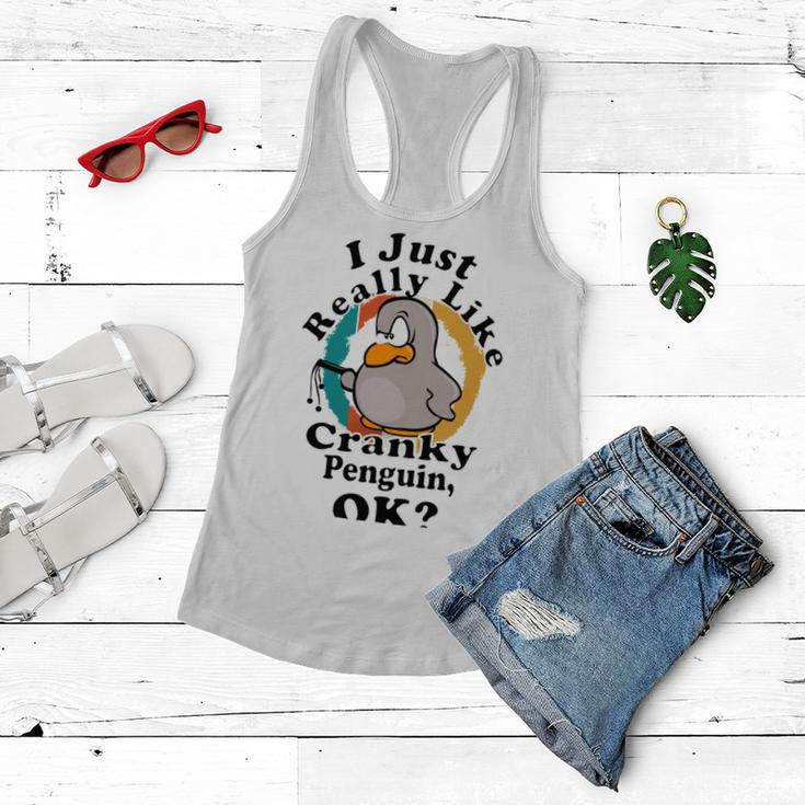 I Really Like Cranky Penguin Ok Women Flowy Tank