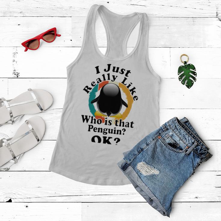 I Really Like Who Is That Penguin Ok Women Flowy Tank