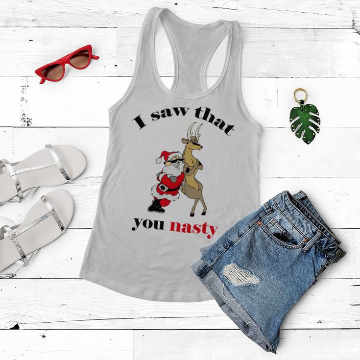 I Saw That You Nasty Red Santa Women Flowy Tank