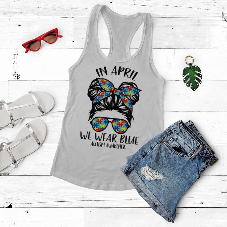 In April We Wear Blue Autism Awareness Month Women Flowy Tank