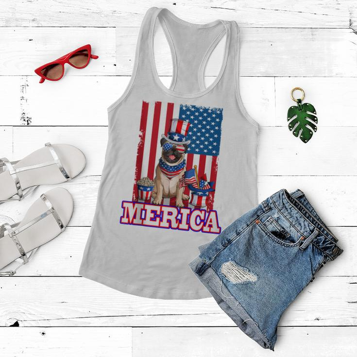 Pug Dad Mom 4Th Of July American Flag Merica Dog Women Flowy Tank