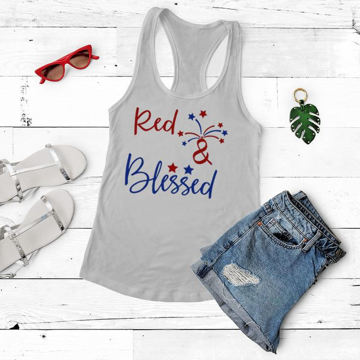 Red White Blessed 4Th Of July Cute Patriotic America Women Flowy Tank
