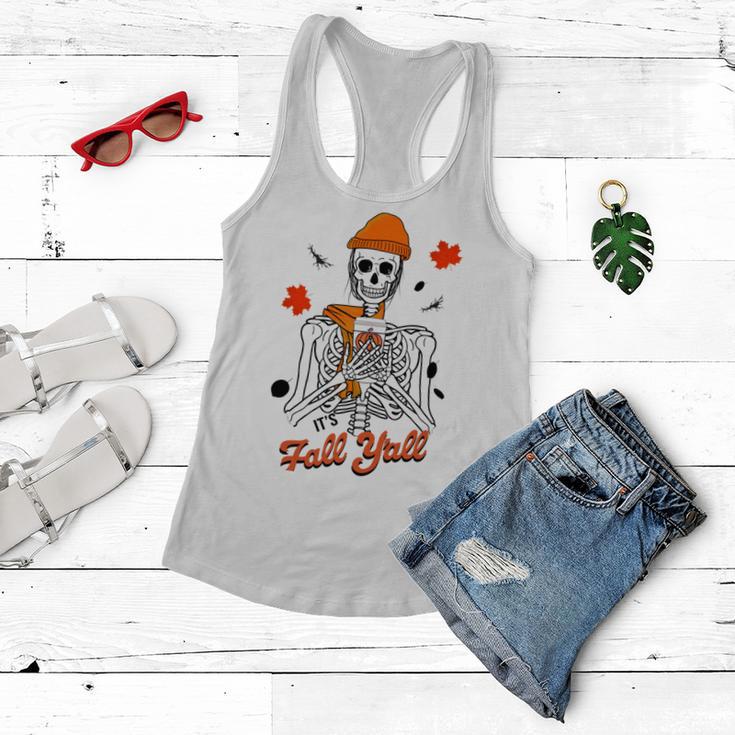 Skeleton It’S Fall Y’All Thanksgiving Funny Autumn Halloween Women Flowy Tank