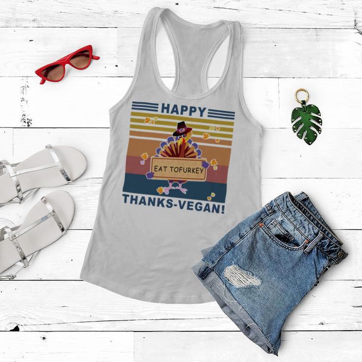 Turkey Happy Thanks Vegan Turkey Vintage Retro Women Flowy Tank