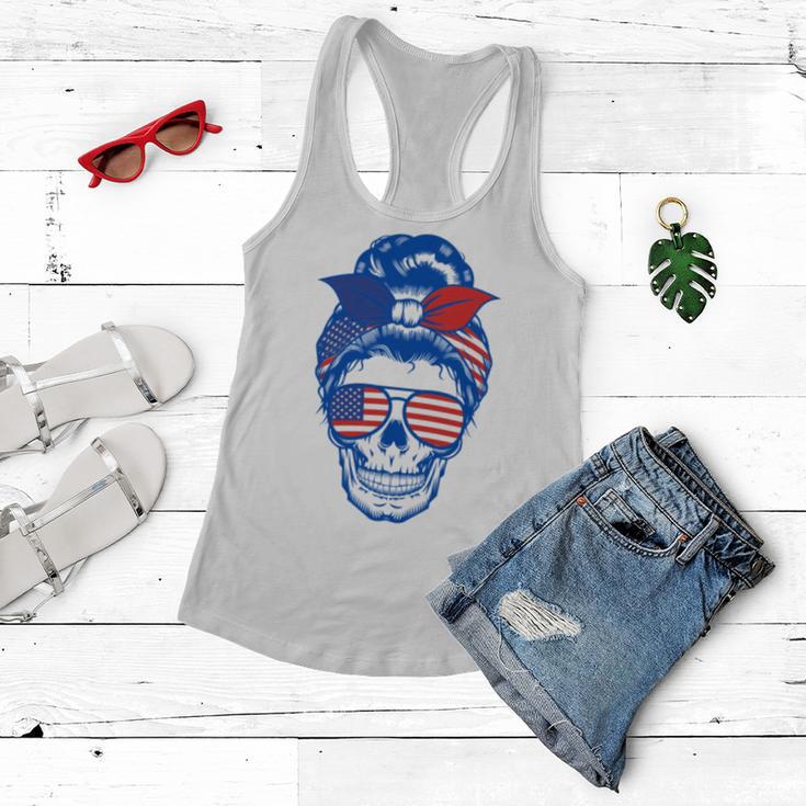 Ultra Maga Red White Blue Skull Women Flowy Tank