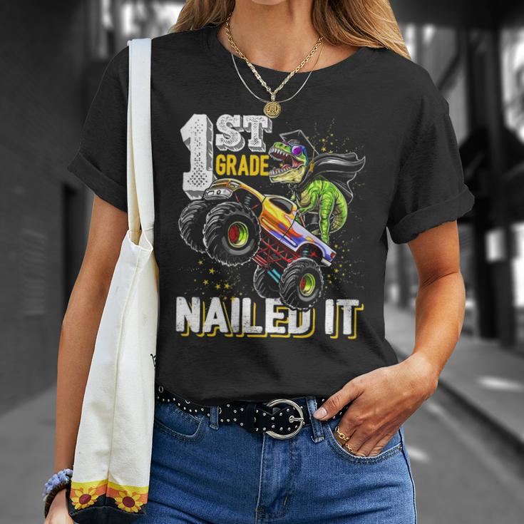 1St Grade Nailed It Dinosaur Monster Truck Graduation Cap Unisex T-Shirt Gifts for Her