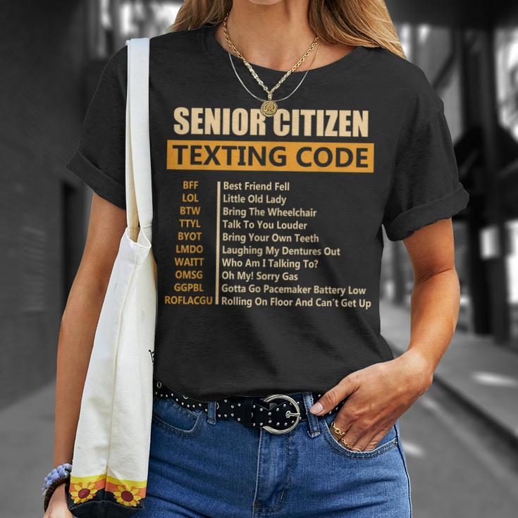 Senior Citizen Texting Code Amazing Print For Old People Unisex T-Shirt ...