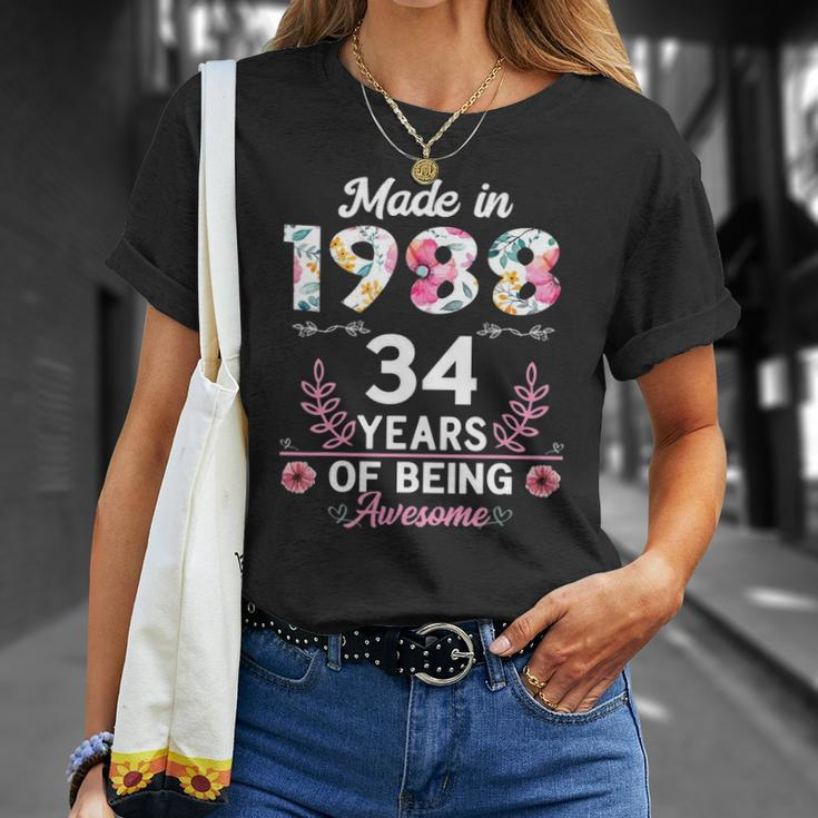 34 Years Old Gifts 34Th Birthday Born In 1988 Women Girls Unisex T-Shirt Gifts for Her