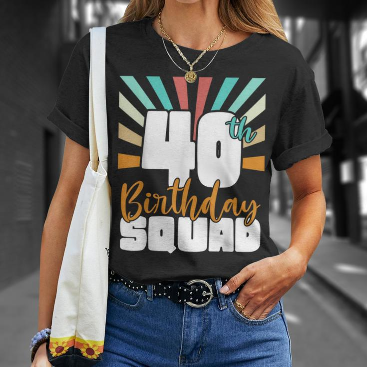 40Th Birthday Squad Vintage Retro Funny 40 Year Old Birthday Unisex T-Shirt Gifts for Her