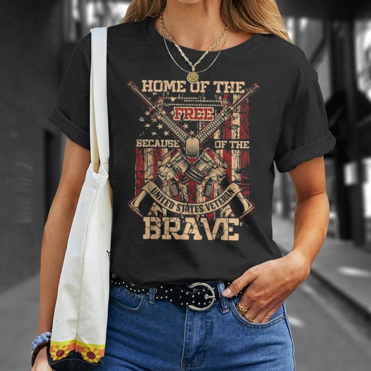 4Th Of July Military Home Of The Free Because Of The Brave Unisex T-Shirt Gifts for Her