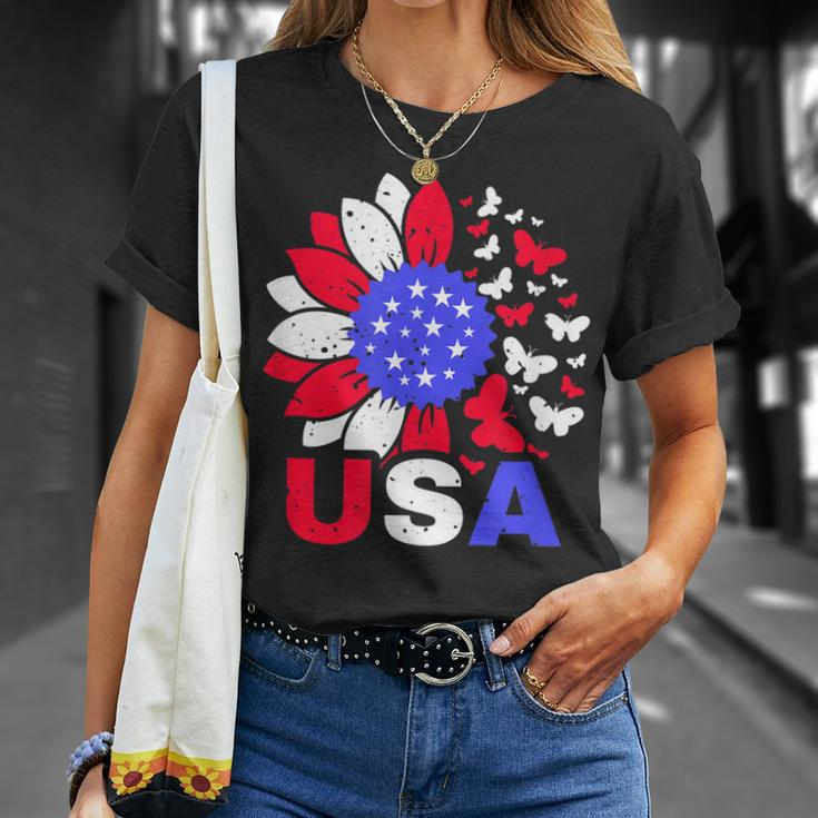 American Flag 4Th Of July Proud Usa Flower Girl Unisex T-Shirt Gifts for Her