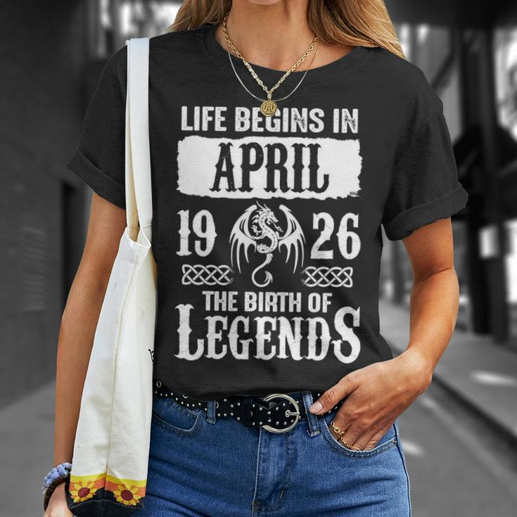 April 1926 Birthday Life Begins In April 1926 T-Shirt Gifts for Her