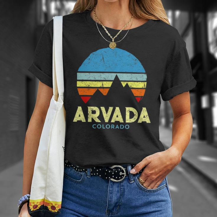 Arvada Colorado Mountains Vintage Retro Unisex T-Shirt Gifts for Her