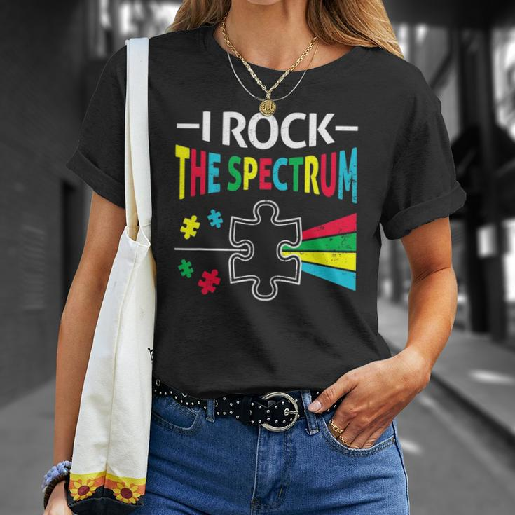Autism Awareness Support Autistic Kids Rock Spectrum Unisex T-Shirt Gifts for Her
