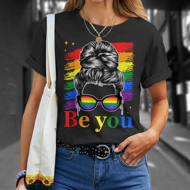 Be You Pride Lgbtq Gay Lgbt Ally Rainbow Flag Woman Face Unisex T-Shirt Gifts for Her