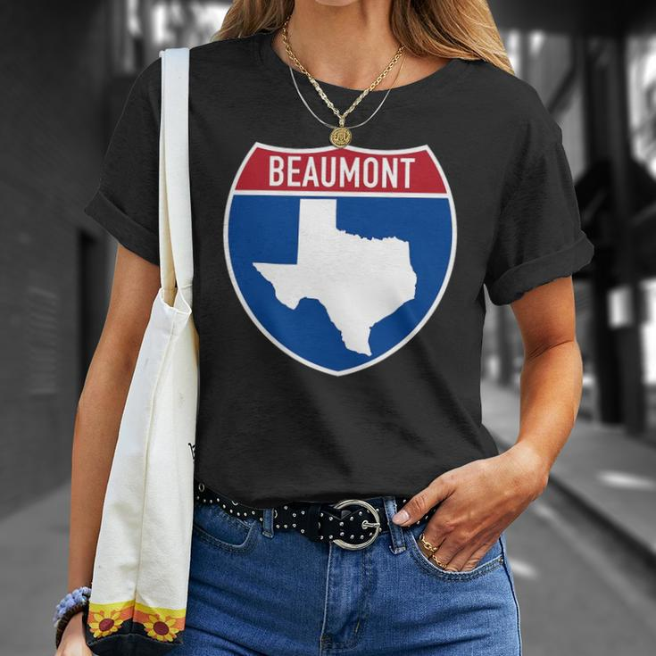 Beaumont Texas Tx Interstate Highway Vacation Souvenir Unisex T-Shirt Gifts for Her