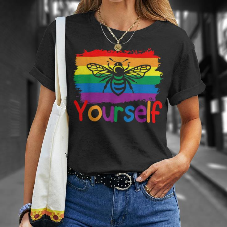 Bee Bee Bee Yourself Butterfly Gay Pride Lgbtq Funny Rainbow Bee Bee V12 Unisex T-Shirt Gifts for Her