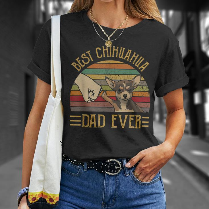 Best Chihuahua Dad Ever Retro Vintage Sunset Unisex T-Shirt Gifts for Her