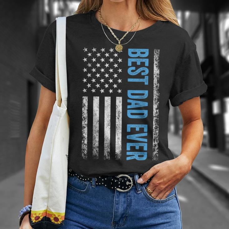Best Dad Ever Us American Flag Gift For Fathers Day Unisex T-Shirt Gifts for Her