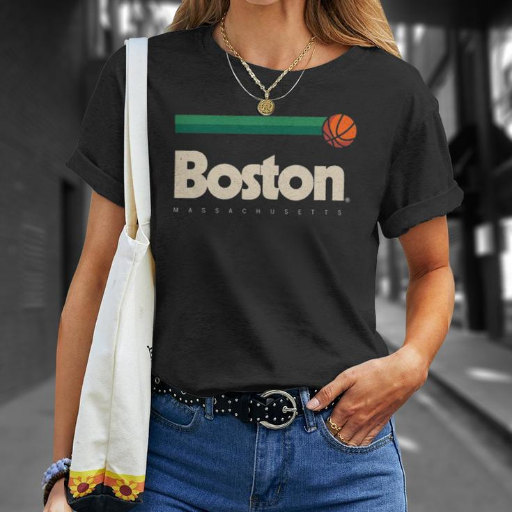 Boston Basketball B-Ball Massachusetts Green Retro Boston Unisex T-Shirt Gifts for Her