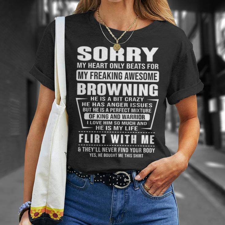 Browning Name Sorry My Heart Only Beats For Browning T-Shirt Gifts for Her