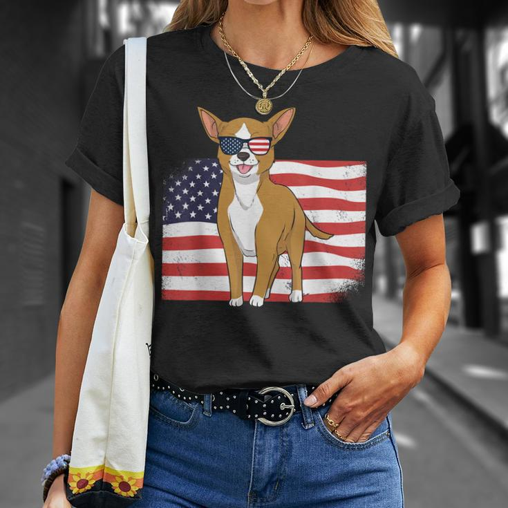 Chihuahua Dad & Mom American Flag 4Th Of July Usa Funny Dog Unisex T-Shirt Gifts for Her