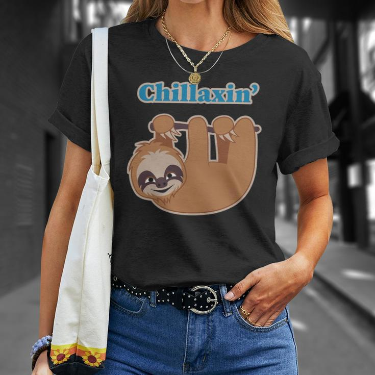 Chillaxin Cartoon Sloth Hanging In A Tree Unisex T-Shirt Gifts for Her