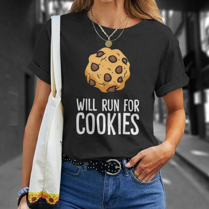 Chocolate Chip Cookie Lover Will Run For Cookies Unisex T-Shirt Gifts for Her