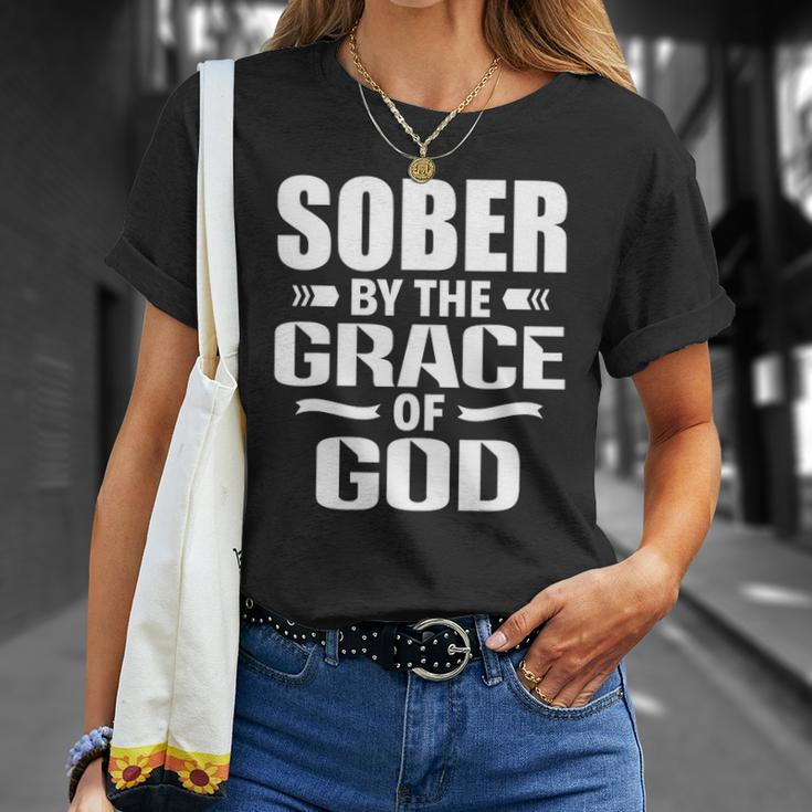 Christian Jesus Religious Saying Sober By The Grace Of God Unisex T-Shirt Gifts for Her