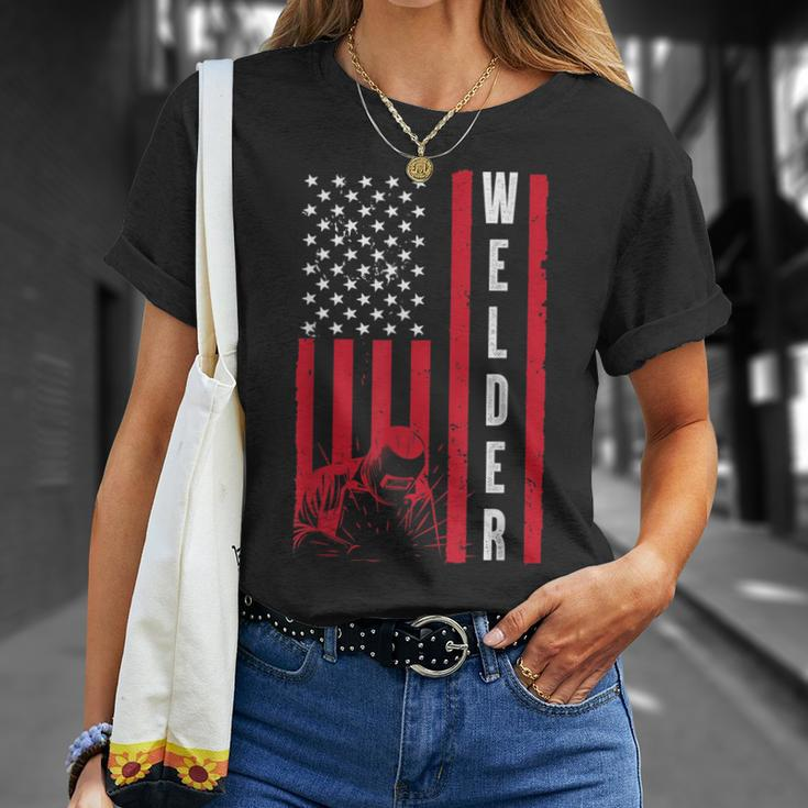 Cool Welding Us Flag Art For Men Women Welder Welding Lover Unisex T-Shirt Gifts for Her