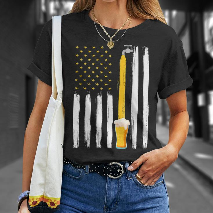 Crafts Beer American Flag Usa 4Th July Brewery Alcohol Lover Unisex T-Shirt Gifts for Her