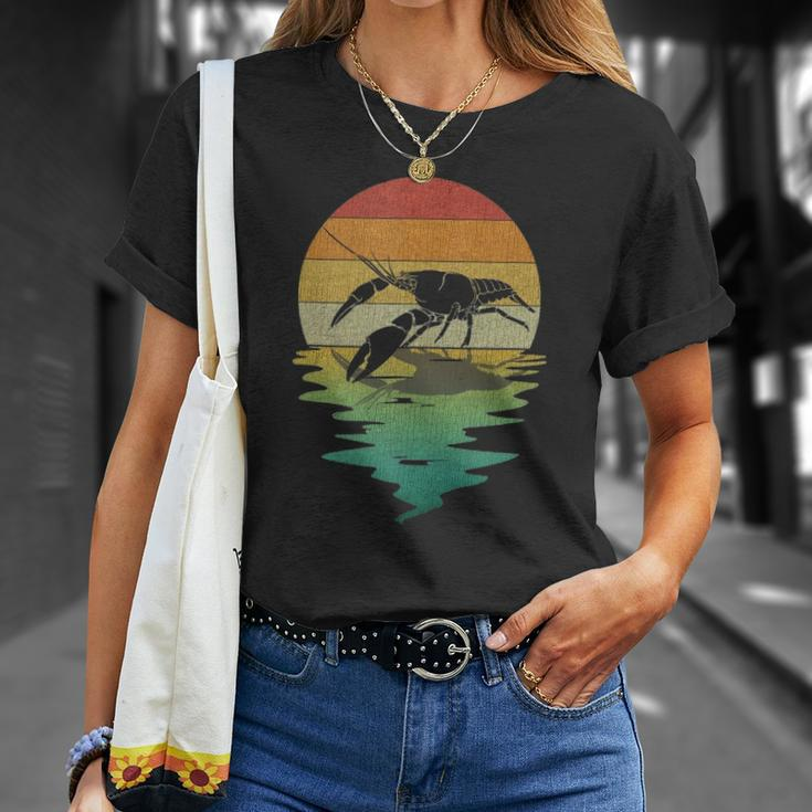 Crayfish Sunset Retro Vintage 70S Crawfish Nature Lover Unisex T-Shirt Gifts for Her