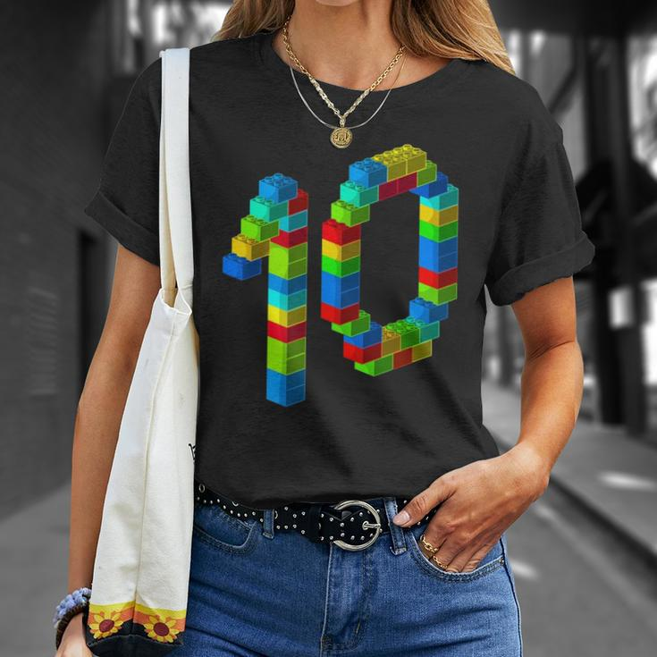 Cute Block Building 10Th Birthday Gift 10 Years Old Boy Girl V2 Unisex T-Shirt Gifts for Her