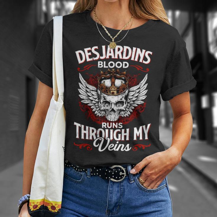 Desjardins Blood Runs Through My Veins Name V2 Unisex T-Shirt Gifts for Her