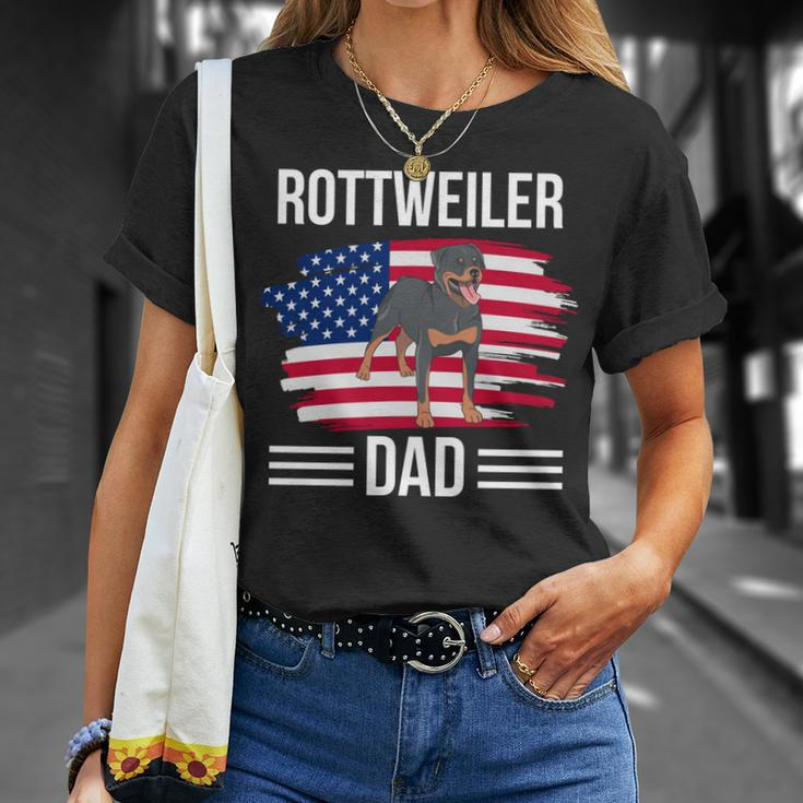 Dog Owner Us Flag 4Th Of July Fathers Day Rottweiler Dad Unisex T-Shirt Gifts for Her