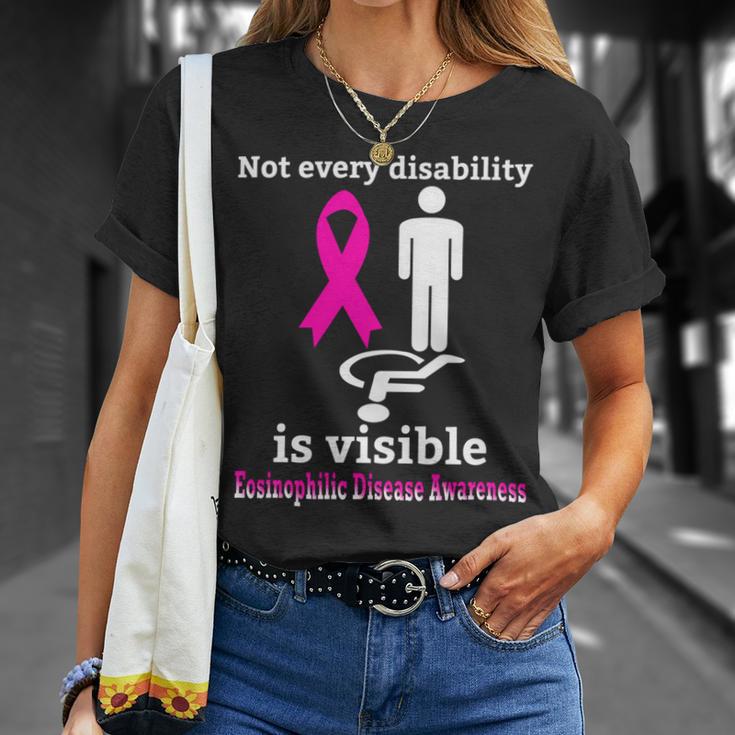 Every Disability Is Visible Eosinophilic Disease Awareness Pink Ribbon Eosinophilic Disease Eosinophilic Disease Awareness Unisex T-Shirt Gifts for Her