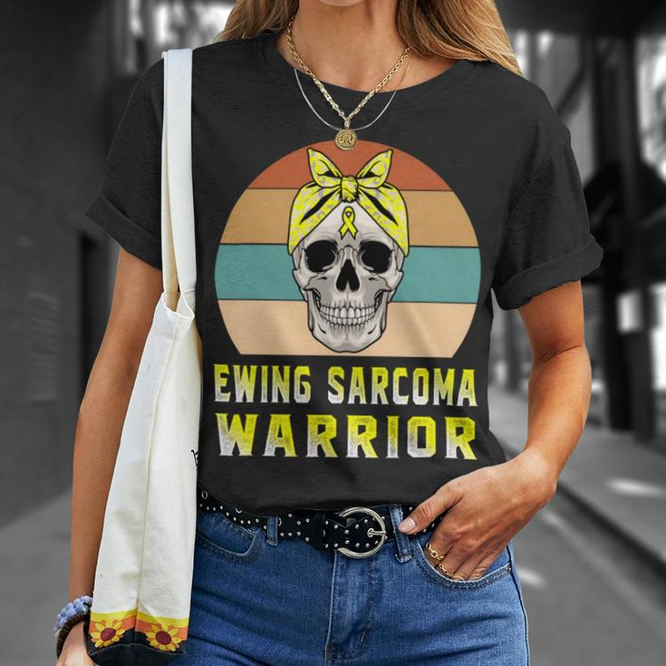 Ewings Sarcoma Warrior Skull Women Vintage Yellow Ribbon Ewings Sarcoma Ewings Sarcoma Awareness Unisex T-Shirt Gifts for Her